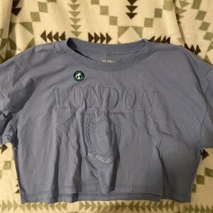 Blue London Cropped Graphic Tee